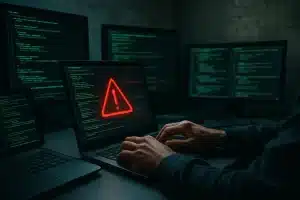 AI cybersecurity risks shown through analysts reviewing data leakage alerts